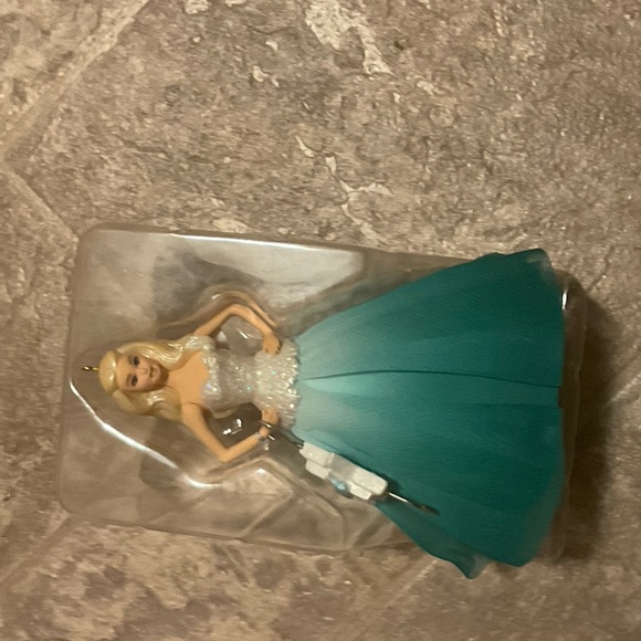 Hallmark Keepsake Barbie Ornament with Teal and White Gown - Picture 3 of 6